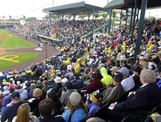 Fans pack McKechnie Field in Bradenton in March to watch the Pirates play the Yankees in a spring training game.