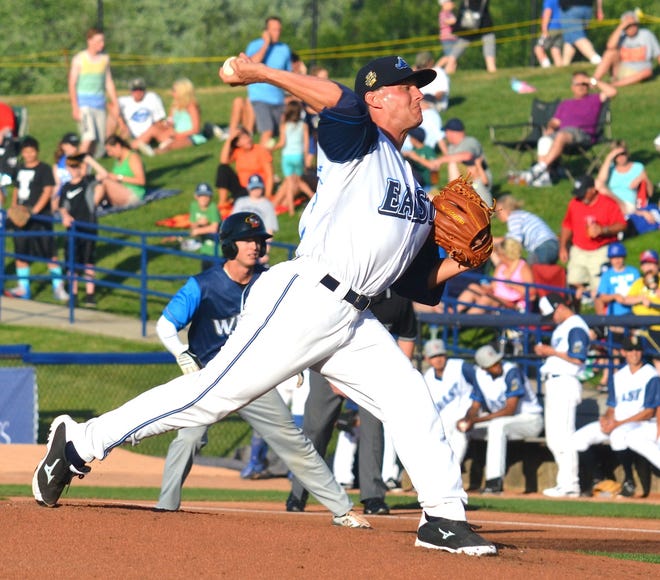 West Michigan Whitecaps starter Jonathon Crawford pitches in the first inning of the Midwest League All-Star Classic on Tuesday at Fifth Third Ballpark. Dan D'Addona/Sentinel staff