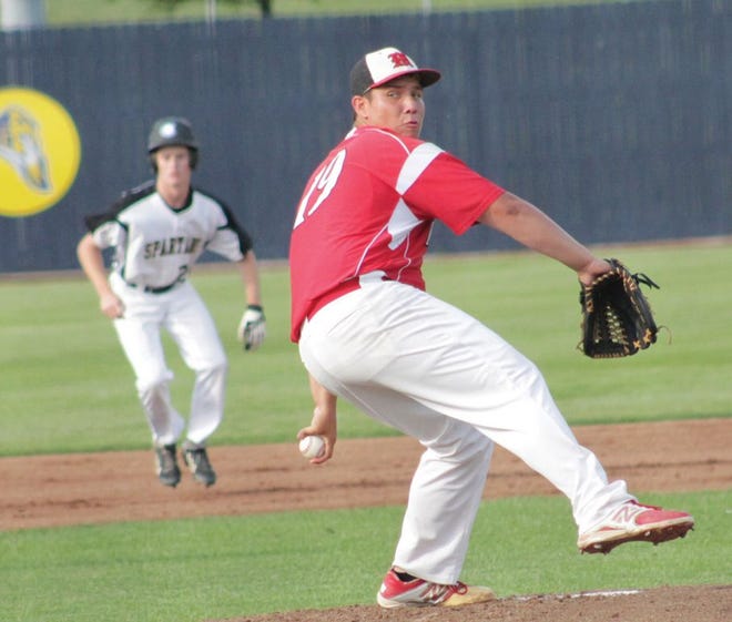Metamora sophomore pitcher Geremy Guerrero pitches against Sycamore in the super-sectional game May 9.