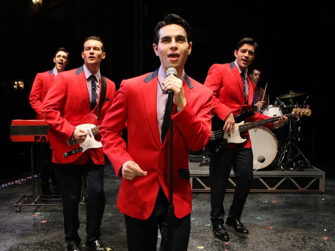 John Lloyd Young, front, plays Frankie Valli in the movie musical "Jersey Boys," directed by Clint Eastwood.