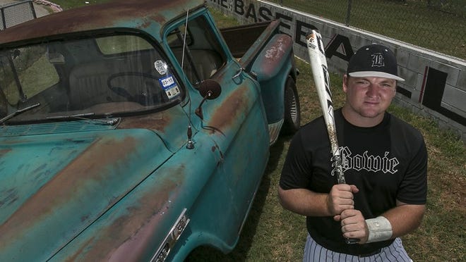 Bowie catcher Joe Davis, this year’s Central Texas player of the year, drives a 1959 pickup truck that he describes as “motley.” But his performance at and behind the plate was anything but this season — Davis led the Austin area in home runs.