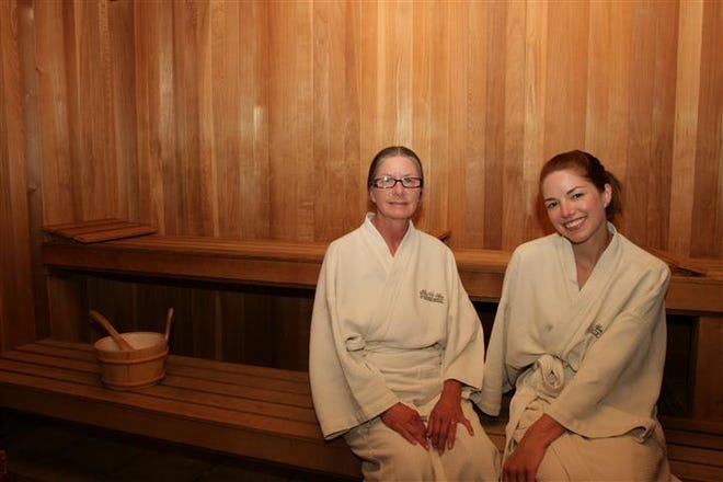 Rhonda Arledge and Dixie Meador, a mother and daughter from Ethel, La., relax in the sauna at The Spa at Silver Shells.