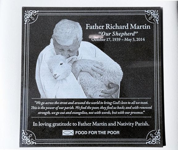 CONTRIBUTED PHOTO/FOOD FOR THE POOR
This plaque was presented to Nativity Parish in Burke by Food For The Poor President/CEO Robin Mahfood. The charity held a celebration of life for the priest June 16 at Food For The Poor headquarters. The parish presented a donation to build its 10th village in Haiti. This village will be dedicated to the memory of Fr. Martin.