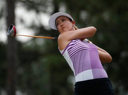 Michelle Wie watches her tee shot on the 14th hole Saturday at the U.S. Open.