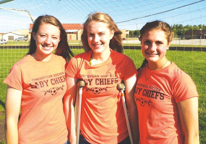 Cheboygan girls' soccer players earning spots on the Michigan High School Soccer Coaches Association Division 3 All-State Girls Soccer team included (from left) senior striker Sierra Kolatski (All-State Second Team), senior goalkeeper Jessica Smith (All-State honorable mention) and junior midfielder Mandy Paull (All-State First Team). The trio helped lead Cheboygan to a record-breaking 19-1-1 season, which included a Northern Michigan Soccer League title and a district crown.