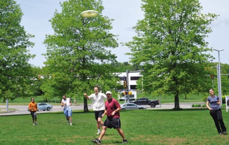 Suzanne Laurent photo
Ultimate Frisbee pick-up games are held weekdays from noon to 
1 p.m. in the field next to Paddy's American Grille.