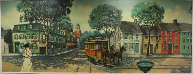 A mural depicting Apponaug around 1900, found in a file drawer and since restored, is now on permanent display in the Warwick city clerk's office in City Hall. The painter is unknown.
