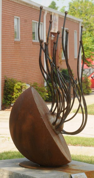 One of four sculptures by Hope Mills sculptor Adam Walls the Arts Council of Wilmington and New Hanover County recently deployed throughout downtown Wilmington as part of the Pedestrian Art program.