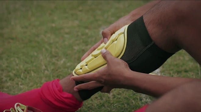 G-Form shin guards, made by a Providence, R.I., company, are being worn at the World Cup by teams from several nations but not the United States.