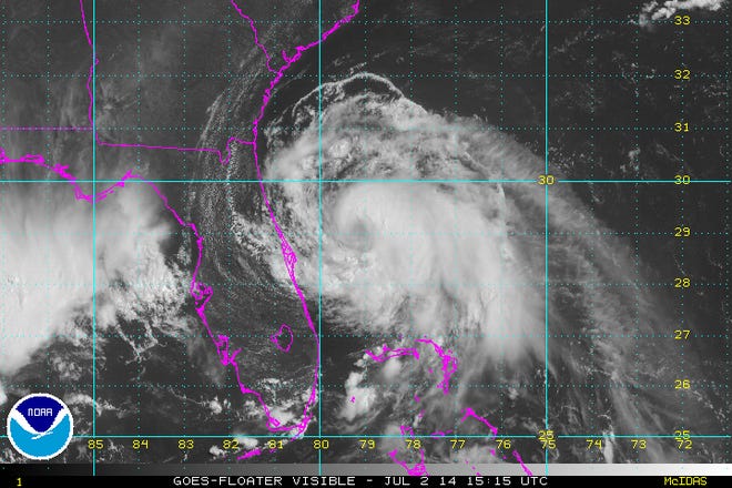 Image this morning shows Tropical Storm Arthur
