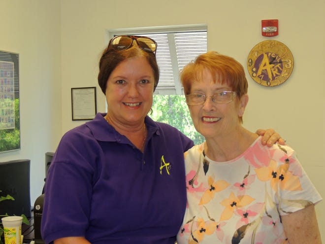 Flagler County Art League members Kathi Darby and Ann DeLucia share enthusiasm for the league’s progress and growth.