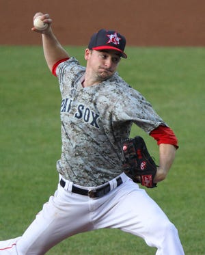 PawSox starter Allen Webster delivers in the sixth inning on Thursday night at McCoy Stadium