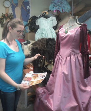 Shelly Mills, costume designer for Popcorn Theatre, works on designs for the main characters in ìBeauty and the Beast." COURTESY PHOTO