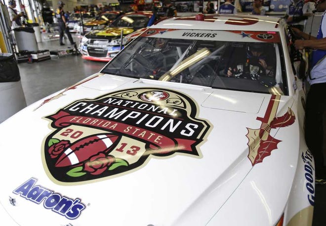 John Raoux Associated Press Brian Vickers had a Florida State University paint scheme on the hood of his car this week at Daytona.