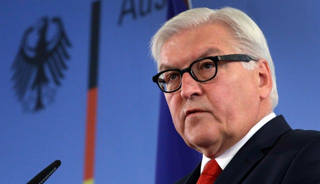 THE ASSOCIATED PRESS / German Foreign Minister Frank-Walter Steinmeier address the media during a statement at the Foreign Ministry in Berlin, Germany, Friday, July 11, 2014. Steinmeier says he will meet his U.S. counterpart John Kerry at the weekend to discuss allegations the U.S. spied on Germany. Steinmeier told reporters in Berlin on Friday that the meeting with the U.S. Secretary of State will take place at the weekend on the sidelines of talks in Vienna about Irans nuclear program. (AP Photo/Michael Sohn)