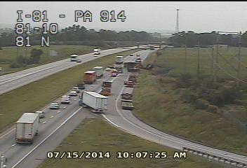 Just after 10 a.m. traffic is still reduced to single lane at the Marion exit of I-81 following a tractor trailer crash around 5 a.m.
