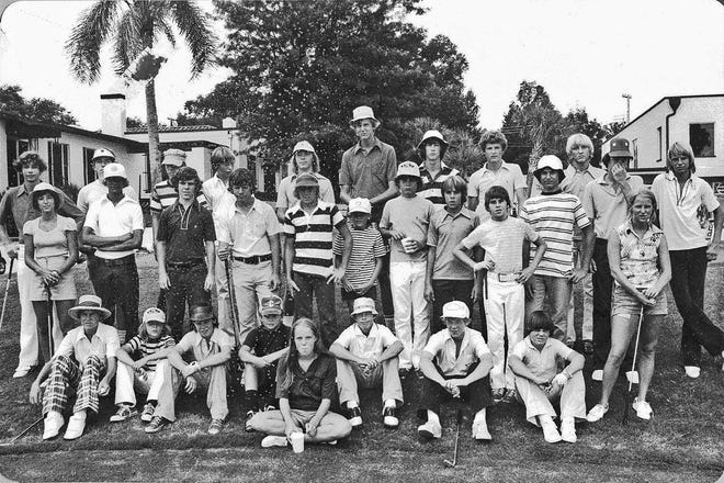 THESE 30 GOLFERS played in the inaugural Junior Citrus Open golf tournament at Cleveland Heights Golf Course in 1974. Hobson Strain, who founded the Junior Citrus Program, said Tim Keeney of Lakeland is at bottom left but he couldn't identify others. Strain asks that players, or family and friends, who recognize golfers in the photo call him. They will be recognized at the awards luncheon after the final round of the 40th Junior Citrus Open on Aug. 5.