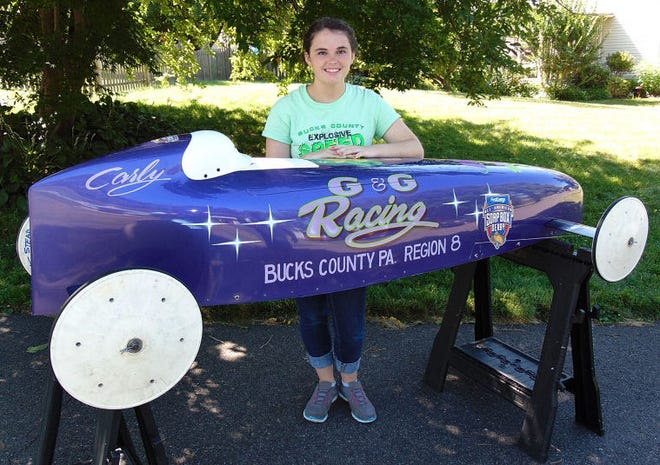 Carly Stead, a Pennsbury High School junior, is competing this week in the masters division of the national Soap Box Derby championship in Akron, Ohio.