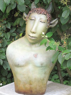 Elizabeth Ostrander's "Soulful Lover" is among the works now on view in the Sanctuary Arts sculpture garden in Eliot, Maine.
Courtesy photo