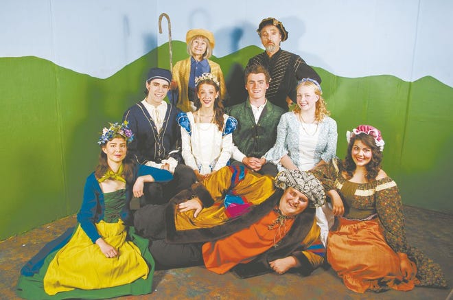 Pictured here are some of the cast of Shakespeare's “As You Like It.” Back row, from left: Cindy Brown and John Timm; seated are: Atticus Kramer, Alyssa Lucido, Cooper Bruhns and Kassandra Cummins; and in front on the floor is: Leah Dean, Daniel Cordell and Nevada Nicholson.