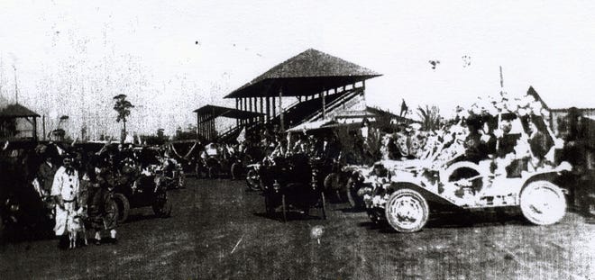 Auto racing was on the agenda at the Marion County fairgrounds in west Ocala when this photo was made in about 1916. The exhibition buildings were used in the mid-1930s to house transients. Later, the fairgrounds was converted into Ocala’s first sports complex.