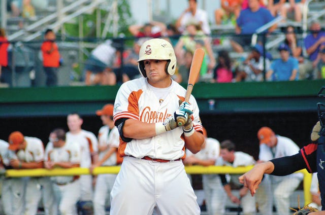 STILL SWINGING — Asheboro Copperheads outfielder Connor Owings hasn’t let illness keep him off the diamond.