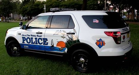 Corporal Travis Sailor designed the Fort Walton Beach Police Department’s new logo, seen here on the Ford Police Interceptor utility vehicle delivered this week.
