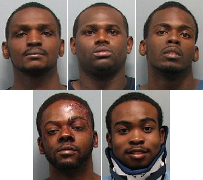 TOP ROW, from left: Octavious R. Evans, Deandre M. Hollingsworth, Warren M. Price. BOTTOM ROW, from left: Bryan T. Slayton, Ethesianon L. Williams.