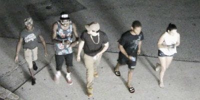 Flagler County deputies say the suspects seen in this surveillance still are responsible for damaging a statue at the European Village.