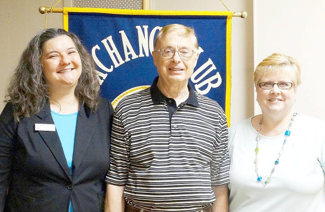 Above, library director Evette Atkin, library volunteer Dr. James Troust, and Exchange Club member Joanne French (right). Courtesy photo