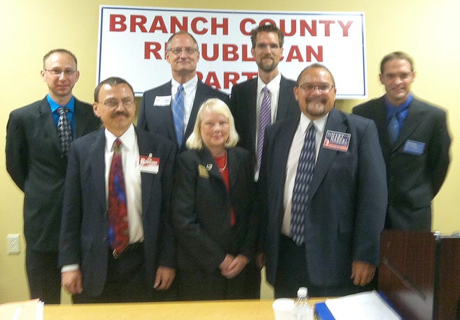The field of candidates on the Republican ticket for the 58th District representative's seat are, from left, Stephen Besson, Brad Benzing, Eric Leutheuser, Rochelle Ray, Hal Nottingham, Tim Hart-Haberl and Jeff Jacques.



Matthew Maneval photo