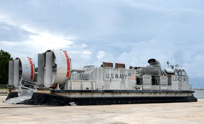 A Landing Craft Air Cushion (LCAC) hovercraft vehicle is seen on July 9 at the Naval Surface Warfare Center Panama City Division. The water crafts are developed and updated NSWC PCD.