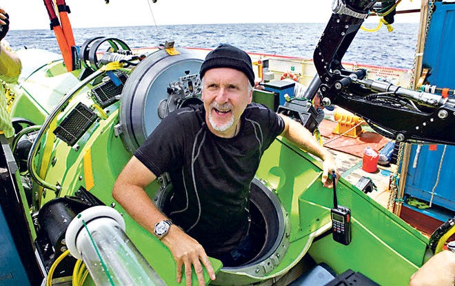 Filmmaker James Cameron emerges from the Deepsea Challenger after his successful 2012 solo dive to the Mariana Trench during the filming of "Deepsea Challenge 3D."