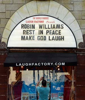 The Laugh Factory paid tribute to Robin Williams on its marquee in Los Angeles.