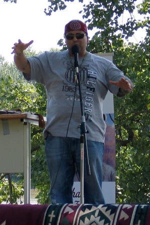 Jorge Pena speaks to the crowd at Native Americans Speak last year.