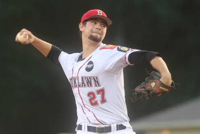 Tyler Mondile threw a five-hit shutout over seven innings in the championship game for Brooklawn, NJ, Tuesday night against Midland, Mich., at Keeter Stadium/Veterans Field. (Ben Earp / The Star)