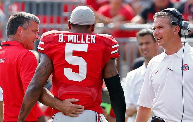 With injured Ohio State quarterback Braxton Miller out for the season, Buckeye-themed retailers expect to sell few of his No. 5 jerseys this fall.