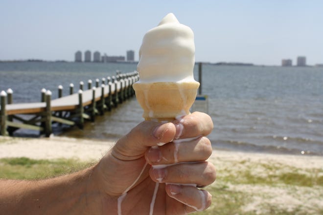 Trying to keep it cool with ice cream? You'll have about 5 minutes before it starts dripping down your hand. At about 11 minutes, you'll need to slurp it.