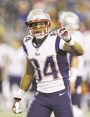 New England Patriots wide receiver Brian Tyms (84) in the second half of an NFL preseason football game Friday, Aug. 15, 2014, in Foxborough, Mass.