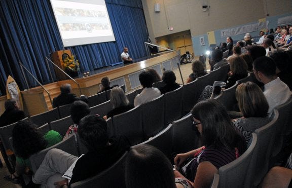 Teachers, members of City Council and the School Board, and other local officials attended the convocation Thursday morning at Hopewell High School.