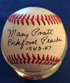 Mary Pratt signed this baseball for Debra O'Haver.