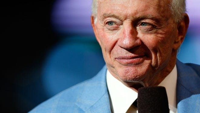 Cowboys owner Jerry Jones, shown before the start of a preseason game against Denver last week, held a news conference in Austin on Wednesday, when he endorsed a Cowboys-themed scratch-off game offered by the Texas Lottery. Looking ahead to the 2014 NFL season, Jones said he believed the Cowboys, who have posted 8-8 records for three consecutive seasons, will be able to sneak up on some opponents. CREDIT: Tom Pennington/Getty Imagesof the Dallas Cowboys is on the field before the start of the game against the Denver Broncos at AT&T Stadium on August 28, 2014 in Arlington, Texas. (Photo by Tom Pennington/Getty Images)