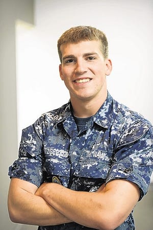 Petty Officer Third Class Sean Fitzgerald of Greenville, who enlisted in the Navy three and a half years ago, is an aviation ordnanceman aboard Pre-Commissioning Unit Gerald R. Ford.