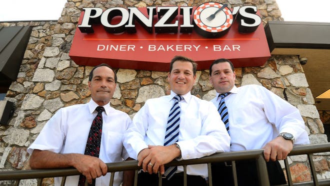The owners of Ponzio's are John Giambanis (from left) of Medford, Nick Fifis of Medford and his brother, John Fifis of Cherry Hill.