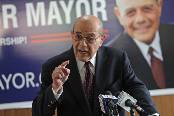 Buddy Cianci holds press conference at his Broad Street campaign headquarters Wednesday, formally announcing his 2014 Providence mayoral bid.