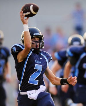 In his first season as Tolton’s quarterback, Jon Steinmetz has gone 34-for-51 passing for 440 yards with five touchdowns against just one interception. Steinmetz was a receiver last year.