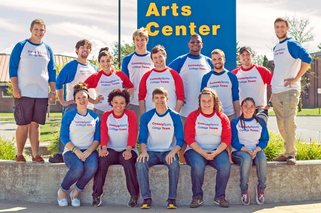 Lake Superior State University’s ComedySportz College Team goes live at 7:30 p.m., Sept. 19, on the LSSU Arts Center main stage. Student members will play improvisational comedy as a sport, taking turns making up scenes, playing games and singing songs . . . all while a referee keeps things moving, calls the fouls, and takes improv suggestions shouted out by the audience before each round. Top row, left to right, are Charlie Hunter, Ben Eisenman, Hannah Conner, Sam Carter, Kody Wagner, Wyatt Jarvis, Ben Bryer, Jacob Northuis, and Kelby Ankerson. Bottom, left to right are Susan Kirkman, Chantelle Adkins, John Golob, Marin Pline, and Sydney Muylaert. Tickets are $5 at the door.