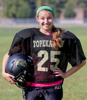Topeka High's Ruth Fiander currently leads the city in kick scoring with 19 extra point kicks.