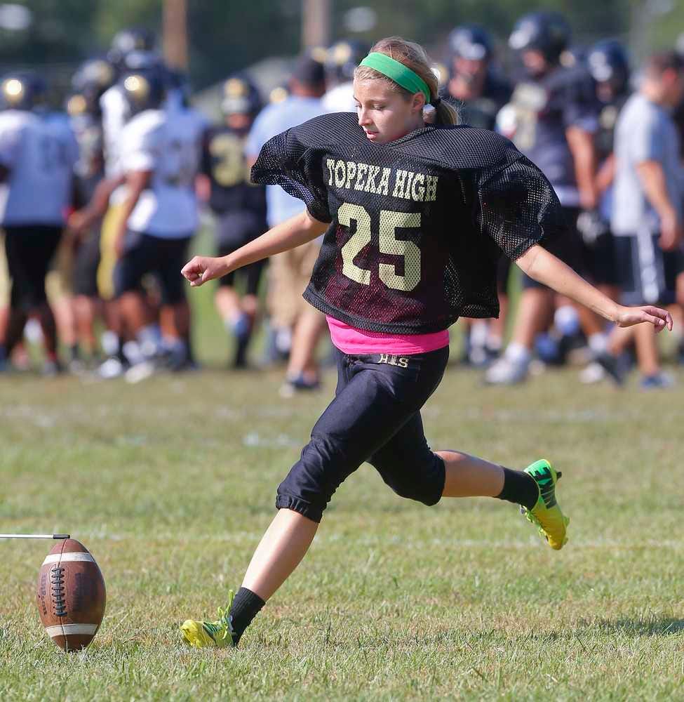 Topeka High's Ruth Fiander leads city in extra point kicking