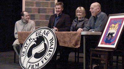 Photo by Greg Watry/New Jersey Herald From right, Jerry Beaver, Tracey Hoffman, Will Voelkel and John DiLeo, discuss the lineup for the 15th annual Black Bear Film festival, which will run Oct. 17-19 in Milford, Pa.